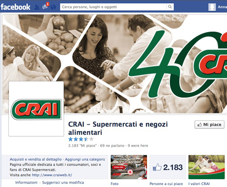 Crai, nuova immagine su Facebook