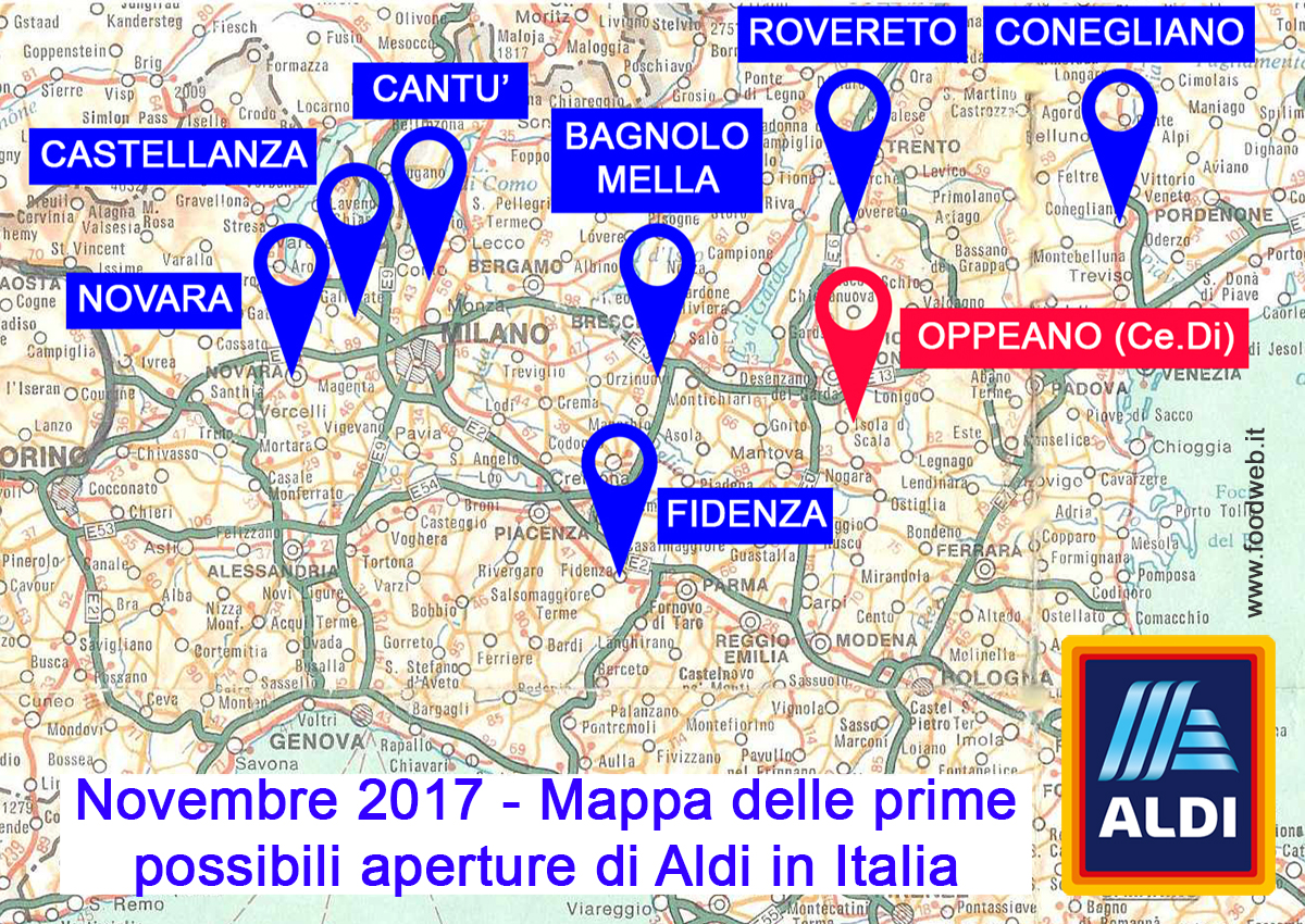 Aldi in Italia, la mappa dei cantieri