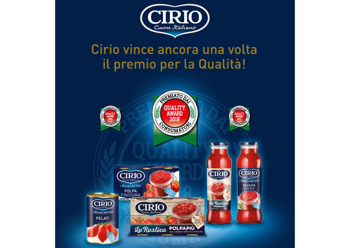 Ai pomodori Cirio il Quality Award 2018