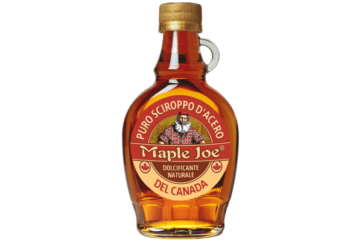 Bottiglia di Sciroppo d'Acero Maple Joe. Puro sciroppo d'acero canadese, dolcificante naturale.