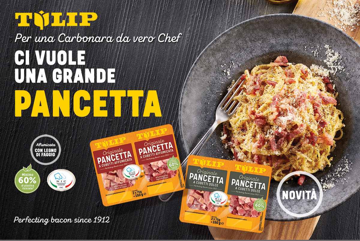 PER UNA CARBONARA DA VERO CHEF, CI VUOLE UNA GRANDE PANCETTA: TULIP