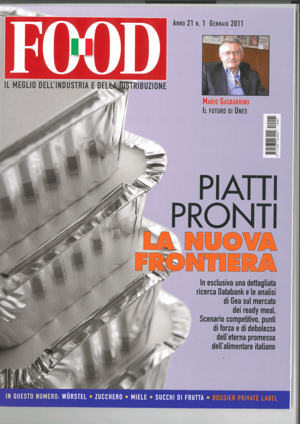 Copertina rivista Food: piatti pronti, futuro del cibo. R&S alimentare, industria e distribuzione. Innovazione e tendenze food.